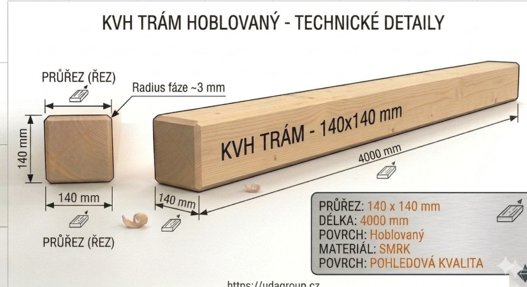 KVH hranoly, sušené a hoblované